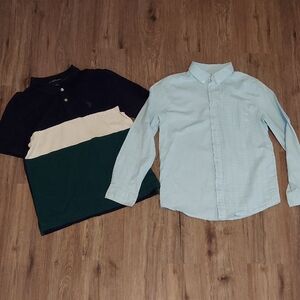 U.S. Polo Assn. Navy and Green Polo Shirt And Baby Blue Wondernation Long Sleeve